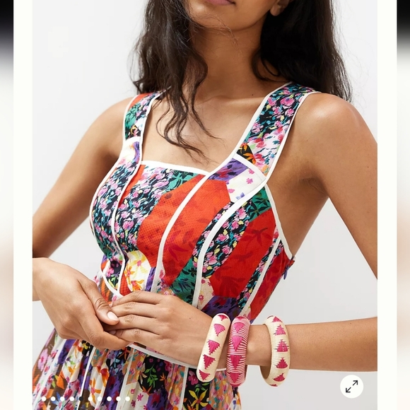 NWT Anthropologie Bhanuni By Jyoti Square Neck Maxi Dress Size 4 Garden Party - Picture 3 of 16